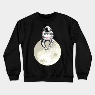 Astronaut Sitting at Moon Crewneck Sweatshirt